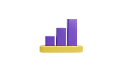 3D Bar Chart Icon on transparent background