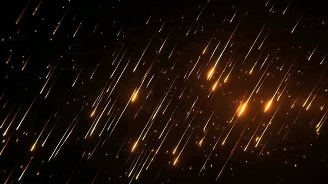 Golden meteor shower against darkness