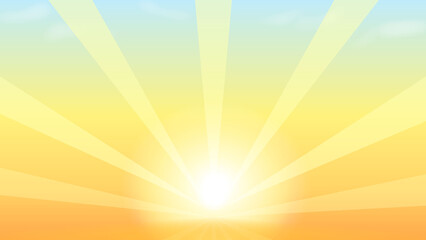 太陽が輝く日の出の背景(16:9)