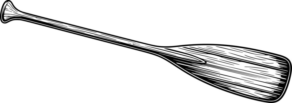 Detailed Black and White Illustration of a Paddle Isolated on a
