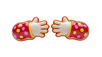 3D Cartoon Hands Mitten Style on transparent background