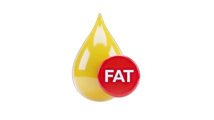 3D Fat drop with FAT label on transparent background