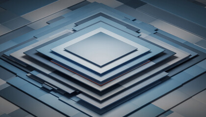 Modern geometric layers in shades of blue and gray