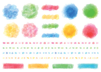 A set of four watercolor-style design parts