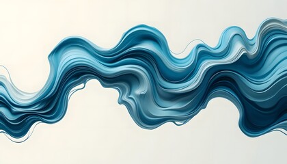 Dynamic blue liquid wave abstract on a light background showing fluid motion.  bancha