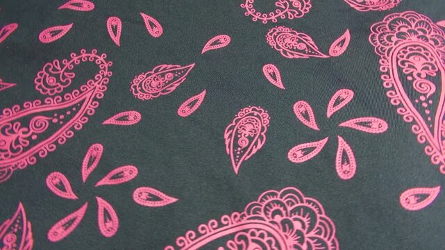 close-up of patterned satin fabric