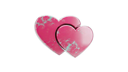 Obraz premium 3D Pink Hearts with Grunge Texture on transparent background