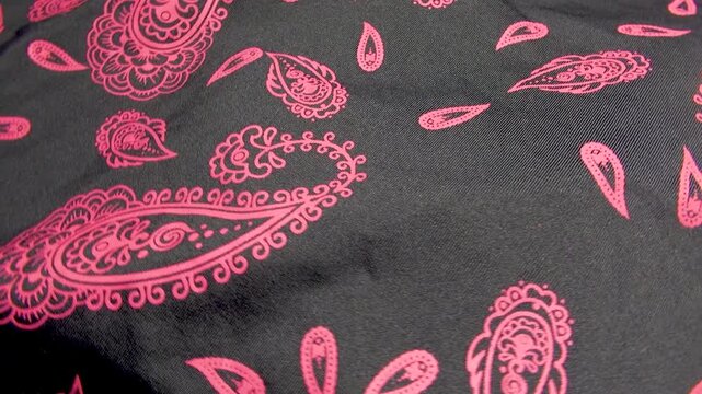 close-up of patterned satin fabric
