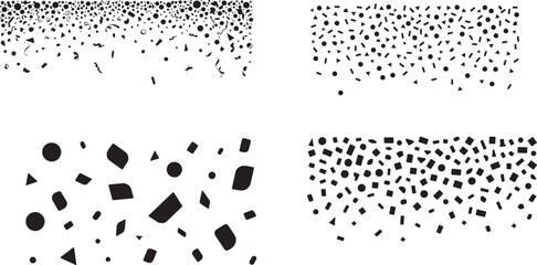 Celebration abstract geometric shapes and ribbon confetti elements falling party background set