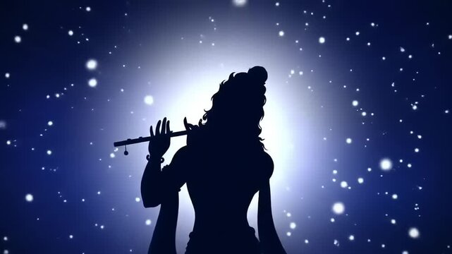 Silhouette of a deity with a flute.