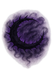 Gothic thorned moon with drifting shadows and deep purple glow © Didik