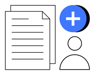 Fototapeta premium User profile and document concept. Design displays account creation, file management, and data organization. User profile and tools for digital productivity, online platforms, registration. system