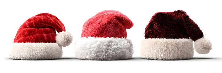 Christmas, Saint Nicholas Day, symbols - Set collection of flying santa hats, santa hat, isolated on white or transparent background png.