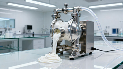 Modern Laboratory Equipment for Cream or Foam Processing with Spillage Effect