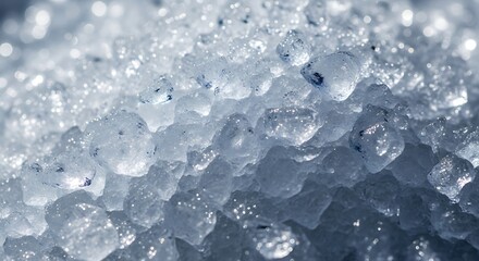 Obraz premium Heap of crushed ice glittering illuminated under sunlight in close-up view