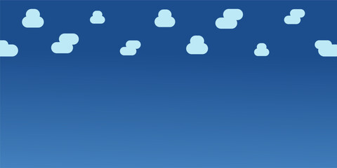 Simple Blue Sky Background with Cute Flat Cloud Illustration