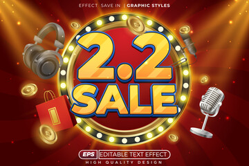 Editable 3d text effect 2.2 sale for seasonal poster template design