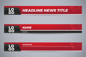 Breaking news lower third with red color for television and news channels