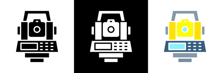 Fototapeta premium Total Station Icon Set Glyph vector Illustration 