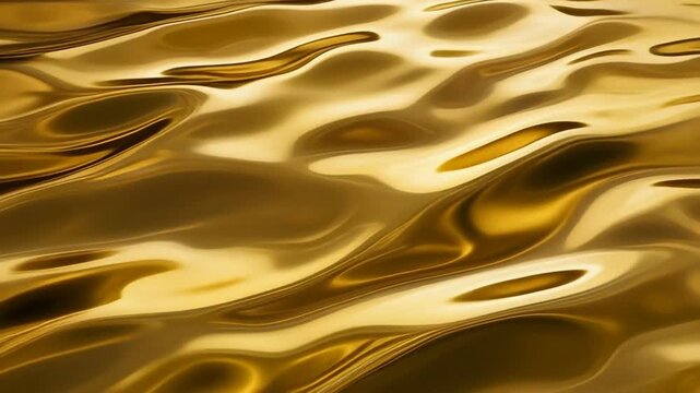 Abstract Golden Liquid Surface Rippling with Light Reflections. 4K Abstract Background Animation Video