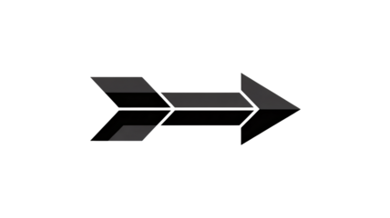 Black arrow icon in modern minimalist design with dark gradient and white outline on transparent background for web navigation