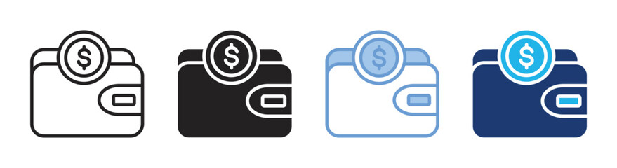 Wallet icon set multiple style collection