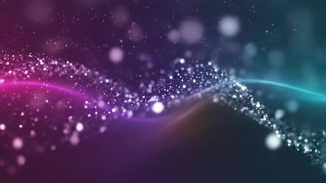 A captivating animated display of luminous dust particles flowing in multicolored waves, creating a mesmerizing digital abstract scene full of energy and vibrant light effects.