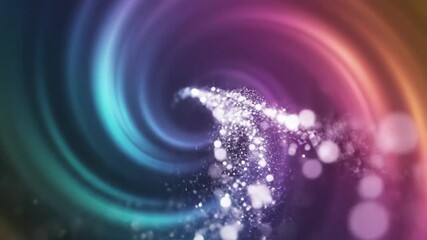 A vivid display of swirling cosmic waves and luminous particles creates a mesmerizing and dynamic visual experience filled with vibrant colors and sparkling light effects.