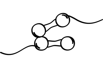 Illustration of a continuous line design on a barbell icon. An interesting abstract line art design.
