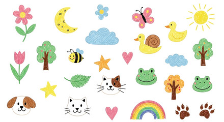 Obraz premium Whimsical illustrations of nature and animals for children