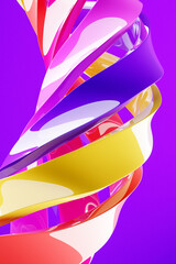 3D illustration   colorful  stripes in the form of wave waves, futuristic background.