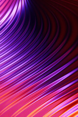 3D illustration  purple  stripes in the form of wave waves, futuristic background.