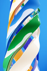 3D rendering, perfect shape, aesthetic, blue background with abstract multicolored lines, futuristic energy concept