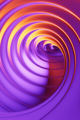 3d illustration of a stereo strip of different colors. Geometric stripes similar to waves. Abstract  purple glowing crossing lines pattern