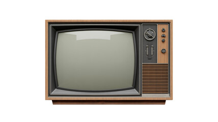 Vintage Television Set in Retro Style with Warm Wooden Tone and Soft Gray Screen for Nostalgic Home Decor