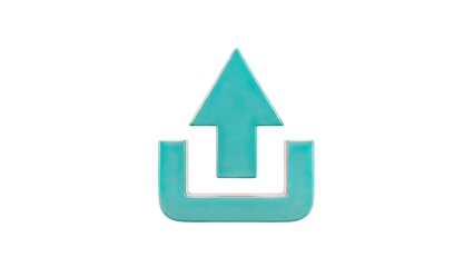 3D Turquoise upload icon on transparent background