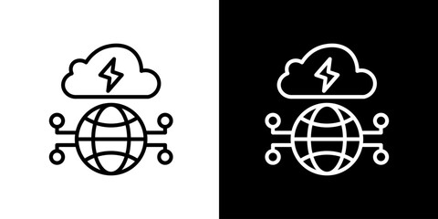 Global Cloud Network Connectivity Icon Representing Digital Data Transfer, Internet Infrastructure, and Modern Technology Solutions