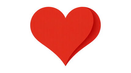 Red Heart Shape in Simple Design with Bright Color on White Background for Valentines Day