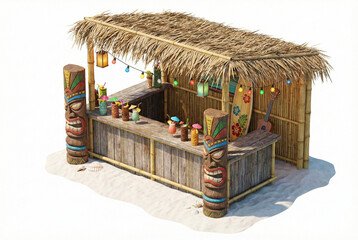 Isometric Tropical Tiki Beach Bar