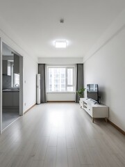 Bright, Clean and Minimalist Living Room with an Open Floor Plan Design