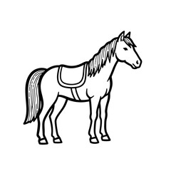 Obraz premium Simple Line Drawing of a Horse with Saddle.