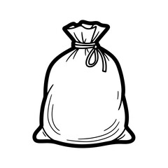 Black and White Drawing of Burlap Sack.