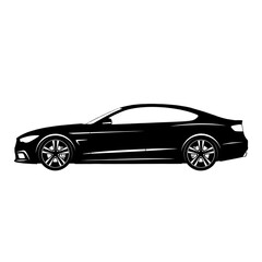 Obraz premium Black Luxury Sedan Car Side Profile in Night Scene