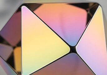 Iridescent Geometric Sculpture with Shifting Colors and Sharp Angles a modern artwork