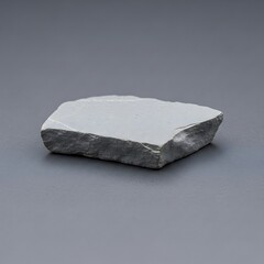 Minimalist display scene featuring a light gray rock slab on grey backdrop