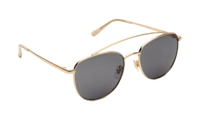 Luxury gold frame aviator sunglasses with dark lenses, classic pilot style eyewear cut-out for high-end fashion design and advertising.