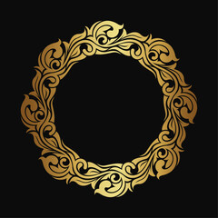 ornamental gold round frame, logo and text decoration