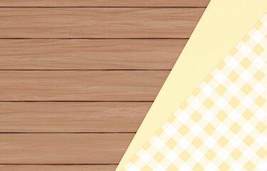 背景素材_木のテーブルと布_黄色