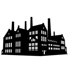 Fototapeta premium A silhouetted industrial complex with multiple smokestacks and building structures