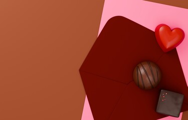 3D素材_バレンタインチョコレート_ラブレター